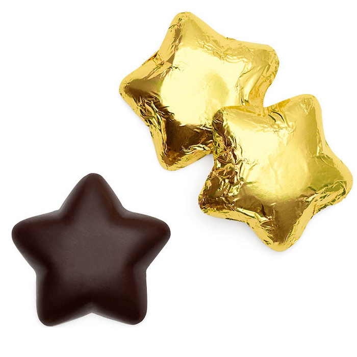 CC305010 Dark Chocolate Stars In GOLD Foil